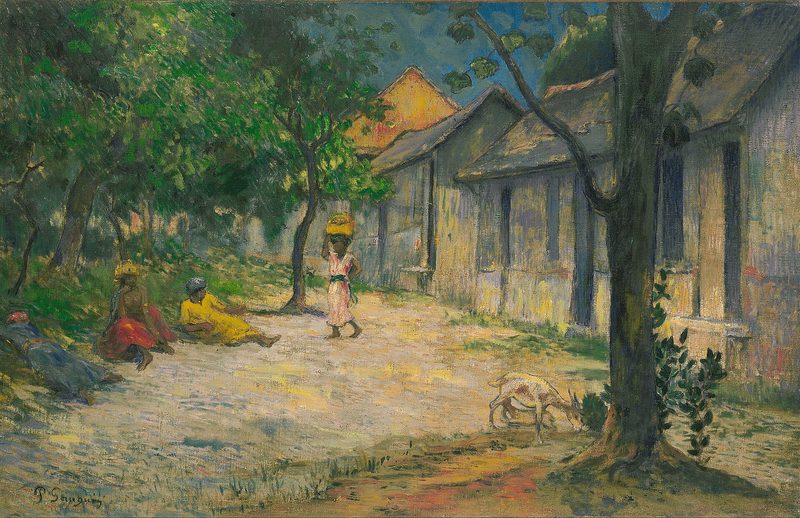 Pueblo en Martinica (Mujeres y cabra en el pueblo) — Arte del Caribe