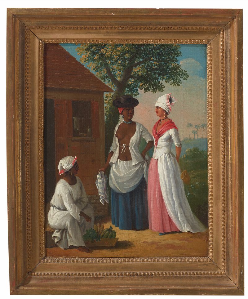 Mujeres en el campo con casa — Agostino Brunias