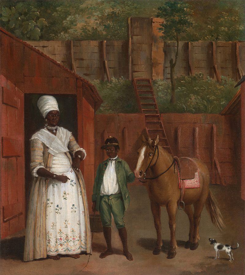 Una madre con su hijo y un poni — Arte del Caribe