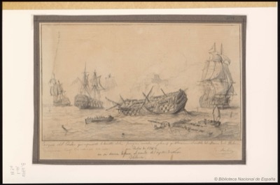 [Croquis del cuadro que representa la derrota inglesa en la Habana en 1762] — Monleón y Torres