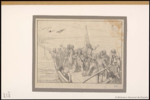 [Colón y los tripulantes de la Santa María al descubrir tierra] — Castellano