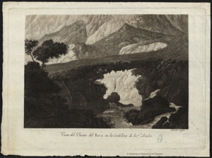 Vista del puente del Inca en la cordillera de los Andes