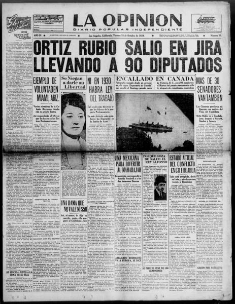 La opinión (los Angeles, Calif.), October 18 — No identificado