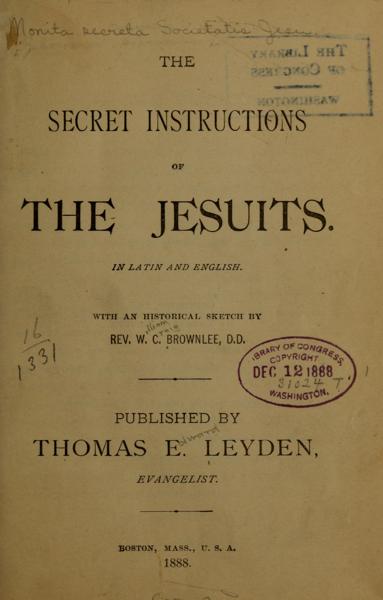 The secret instructions of the Jesuits. In Latin and English — No identificado