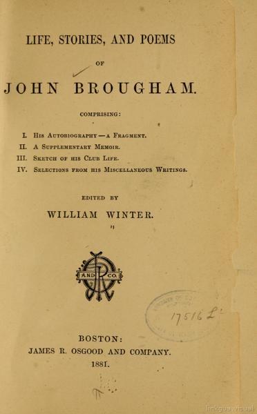 Vida historias y poemas de John Brougham