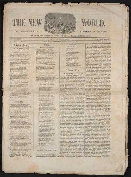 Walt Whitman Papers in the Charles e. Feinberg Collection: Literary File, 1841-1919; Prose, 1841-1892; 1841; Nov. , “The Child's Champion,” New World, printed copy — No identificado