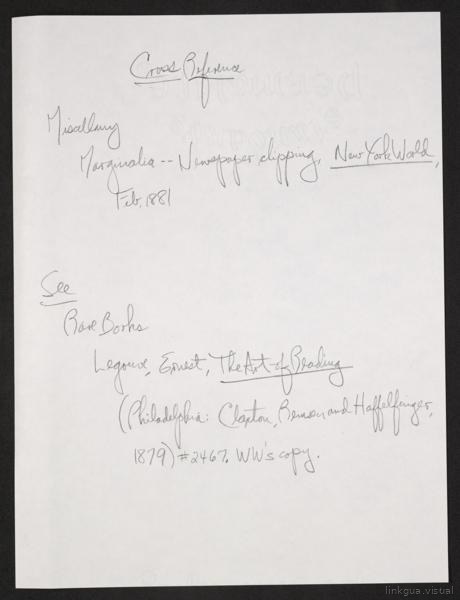Papeles de Walt Whitman en la Colección Charles e Feinberg Miscelánea 1834-1918 Material impreso Marginalia 1881-1887 — No identificado