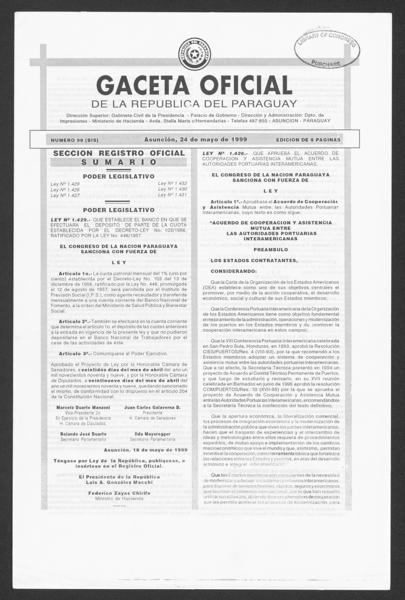 Official Gazette of the Republic of Paraguay; 1999, Número (Bis) — No identificado