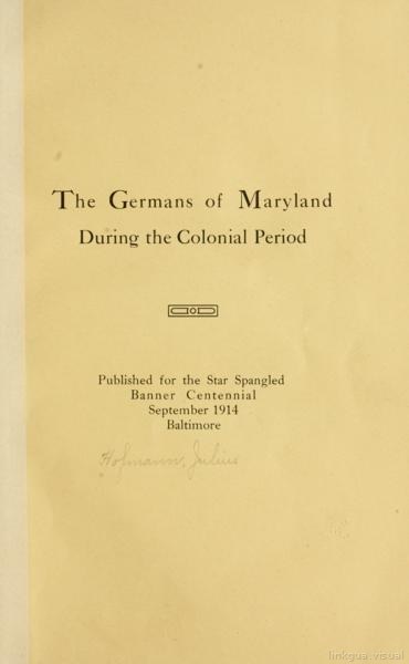 Los alemanes de Maryland durante el período colonial