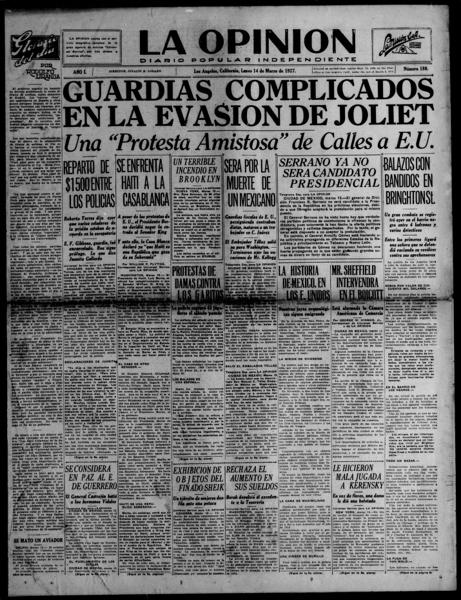 La opinión (los Angeles, Calif.), March 14 — No identificado