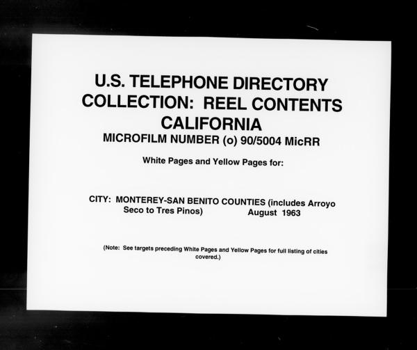 California - White Pages and Yellow Pages - Monterey - San Benito Counties - August — No identificado