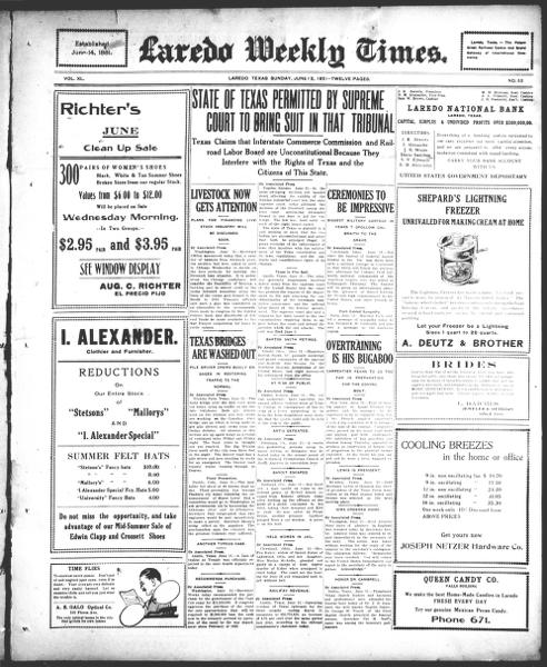 Laredo weekly times (Laredo, Tex.), June 12 — No identificado