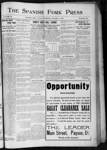 The Spanish Fork press (Spanish Fork, Utah), August 11 — No identificado