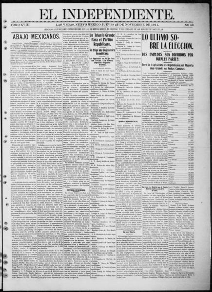 El independiente (las Vegas, Nuevo México), November 23 — No identificado