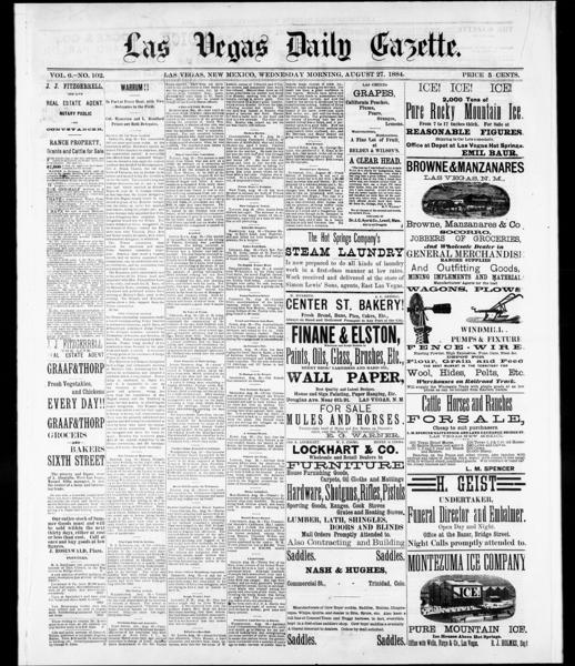 Las Vegas daily gazette ([Las Vegas, N.M.]), August 27 — No identificado