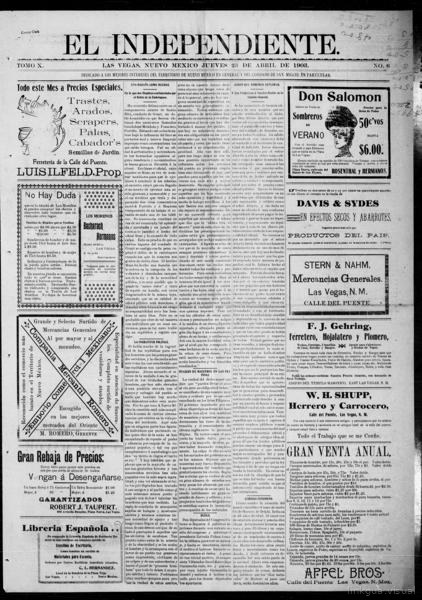 El independiente (Las Vegas, Nuevo México), April 23, 1903