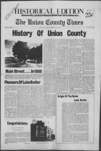 Union County times (Lake Butler, Fla.), April 25, 1963, (HISTORICAL EDITION) — No identificado