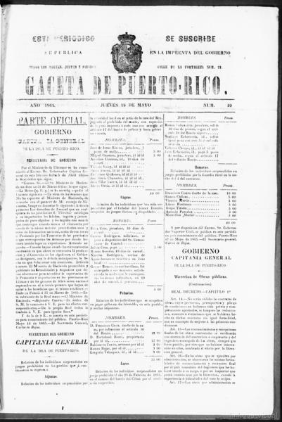 Gazeta de Puerto-Rico (San Juan, P.R.), May 18 — No identificado