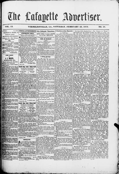 The Lafayette advertiser (Vermilionville [i.e. Lafayette], la.), February 23 — No identificado