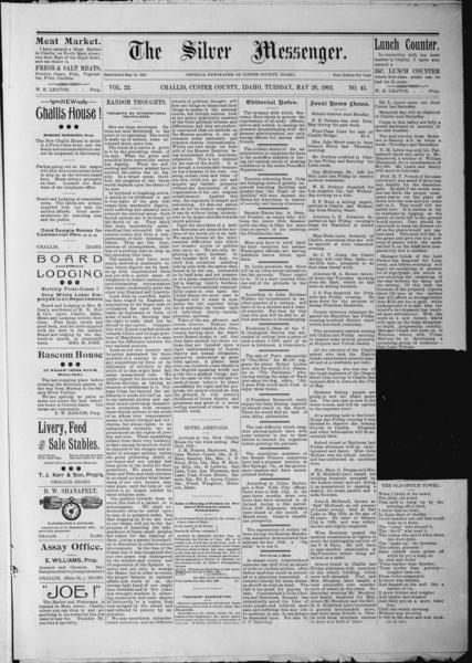 The silver messenger (Challis, Idaho), May 26 — No identificado
