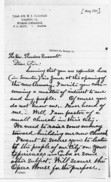Theodore Roosevelt Papers: Series 1: Letters and Related Material, 1759-1919; 1901, May-June — No identificado