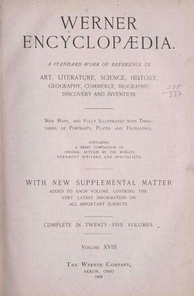 [(Vol. 18, ORN-PHT)] Werner encyclopædia. A standard work of reference in art, literature, science, history, geography, commerce, biography, discovery and invention — No identificado