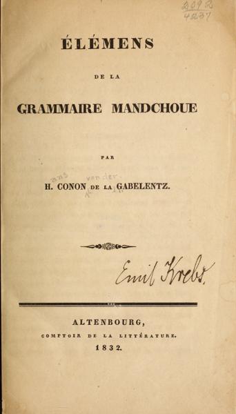 Élémens de la grammaire mandchoue — No identificado