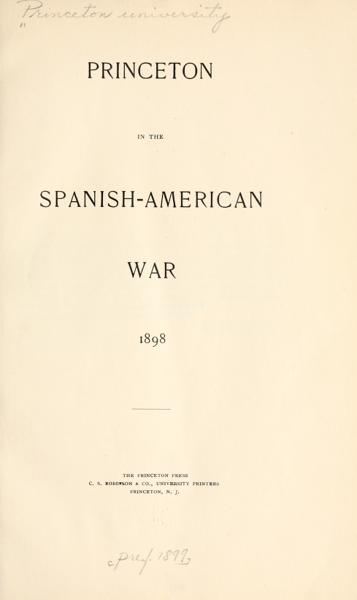 Princeton in the Spanish-American war, 1898 — No identificado