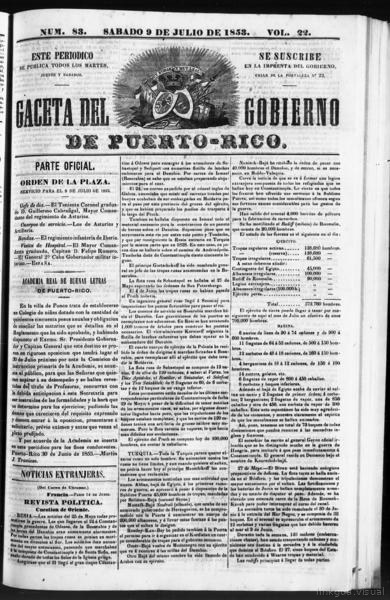 Gazeta de Puerto-Rico (San Juan, P.R.), July 9 — No identificado