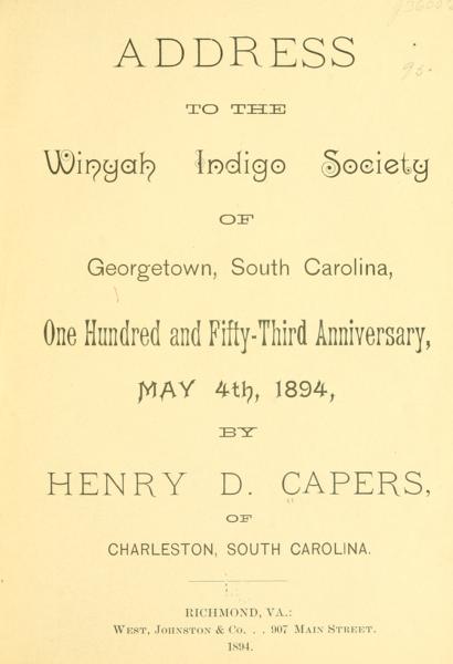 Address to the Winyah indigo society of Georgetown — No identificado