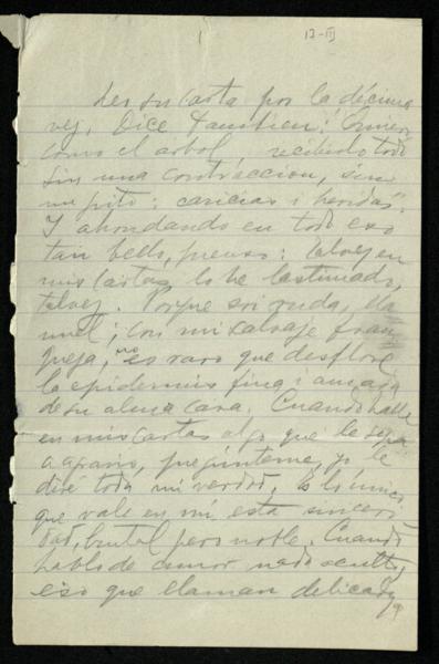 Letter from Gabriela Mistral, May 17, 1915, Santiago, Chile, to Manuel Magallanes Moure, Concepción, Chile — No identificado