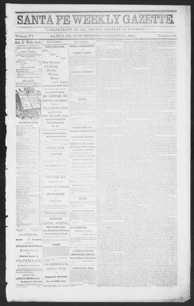 Santa Fe weekly gazette (Santa Fe, N.M.), January 21 — No identificado