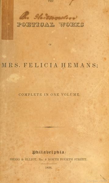Obras poéticas de la señora Felicia Hemans — No identificado