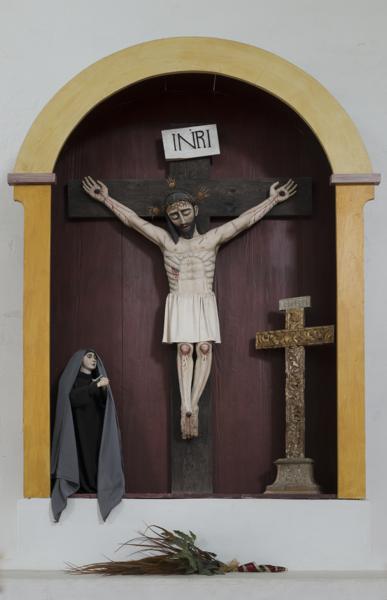 Interior details at the re-created Nuestra Senora del Espiritu Santo de Zuniga Mission, near the famous, oft-captured Presidio la Bahia in Goliad, Texas — No identificado