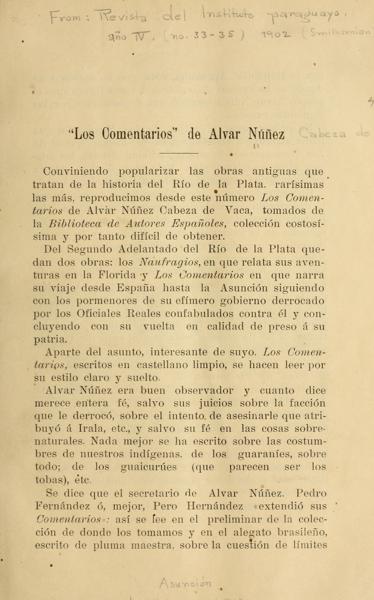 Los Comentarios de Alvar Núñez — No identificado