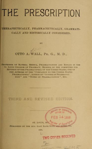 The prescription, therapeutically, pharmaceutically, grammatically and historically considered — No identificado