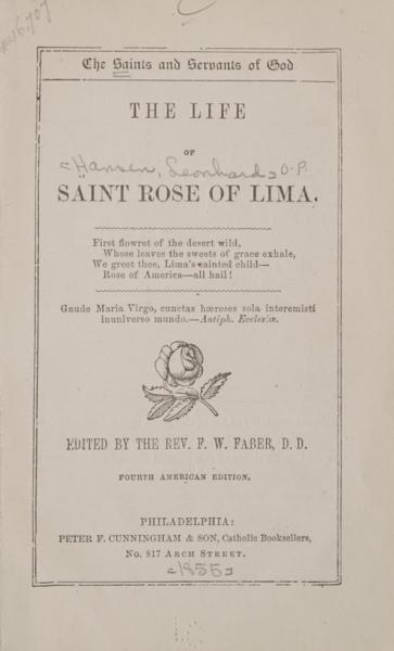 The life of Saint Rose of Lima — No identificado