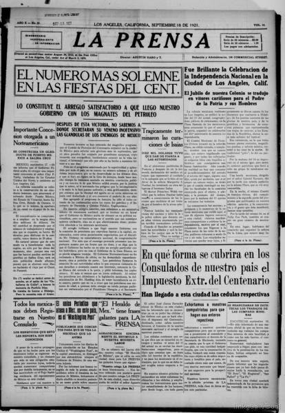 La prensa (los Angeles, Calif.), September 18 — No identificado