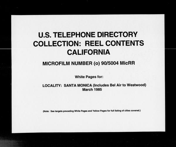 California - White Pages - Santa Monica - March — No identificado