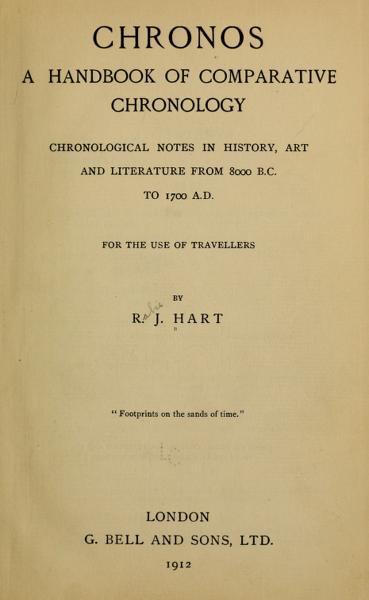 Chronos, a handbook of comparative chronology; chronological notes in history, art and literature from B.C. To A.D. For the use of travellers — No identificado