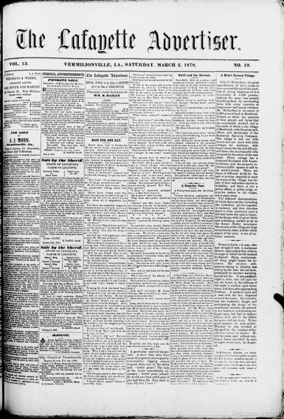 The Lafayette advertiser (Vermilionville [i.e. Lafayette], la.), March 2 — No identificado