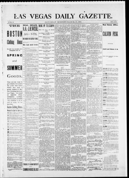 Las Vegas daily gazette ([Las Vegas, N.M.]), March 25 — No identificado
