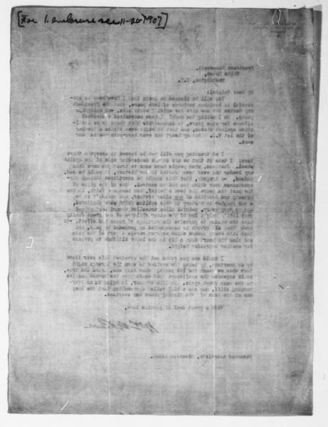 Theodore Roosevelt Papers: Series 1: Letters and Related Material, 1759-1919; 1907, Nov. 20-Dec — No identificado