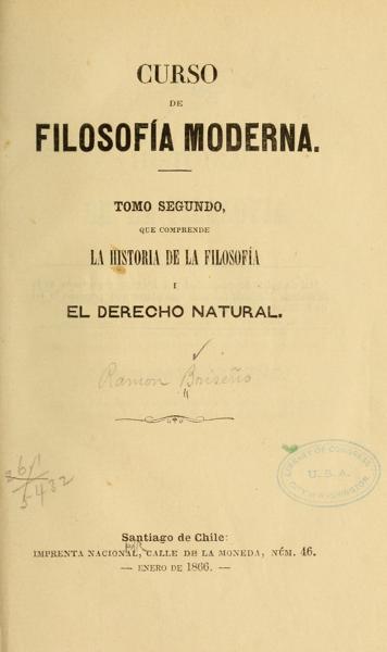 Curso de filosofia moderna. Tomo segundo ... La Historia de la filosofía I el derecho natural — No identificado