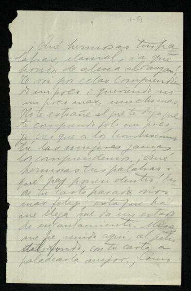 Letter from Gabriela Mistral, May 18, 1915, Santiago, Chile, to Manuel Magallanes Moure, Concepción, Chile — No identificado