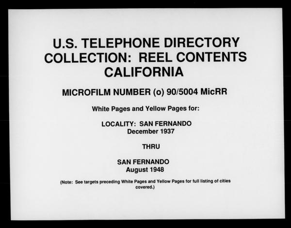 California - White Pages and Yellow Pages - San Fernando - December thru August — No identificado