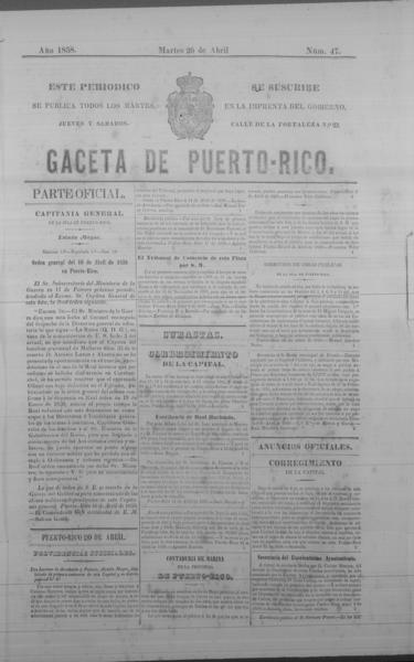 Gazeta de Puerto-Rico (San Juan, P.R.), April 20 — No identificado