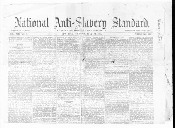 National American Woman Suffrage Association Records: Subject File, 1851-1953; National Anti-Slavery Standard — No identificado