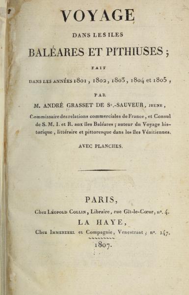 Voyage dans les iles Baleáres et Pithiuses; fait dans les années 1801, 1802, 1803, et 1805 — No identificado