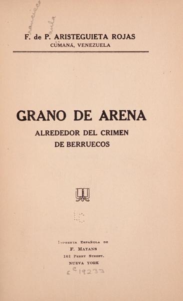 Grano de arena; alrededor del crimen de Berruecos — No identificado